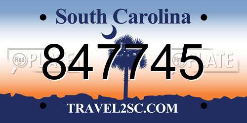 847745 South Carolina License Plate