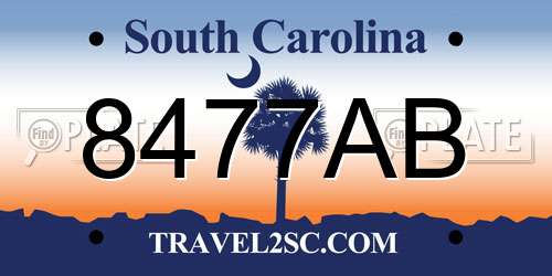 8477AB South Carolina License Plate