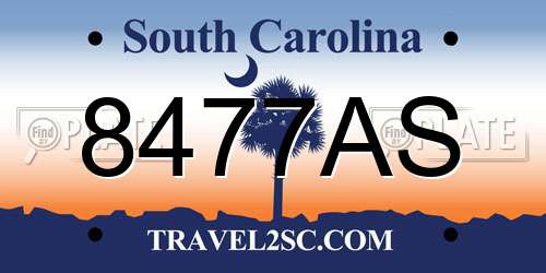 8477AS South Carolina License Plate