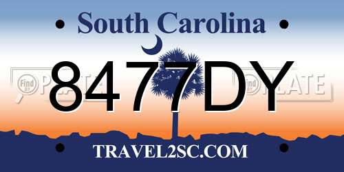 8477DY South Carolina License Plate