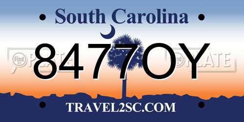 8477OY South Carolina License Plate
