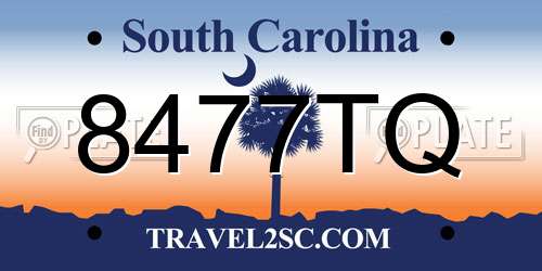 8477TQ South Carolina License Plate