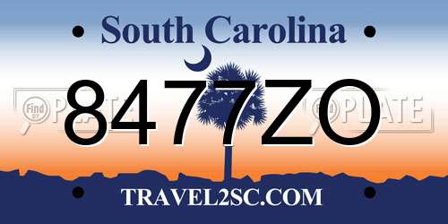 8477ZO South Carolina License Plate
