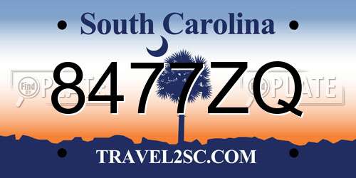 8477ZQ South Carolina License Plate