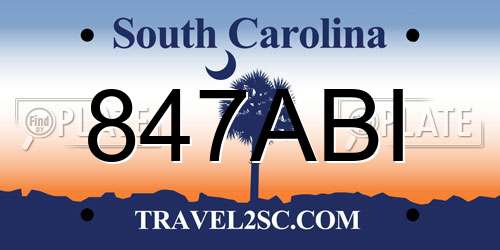 847ABI South Carolina License Plate