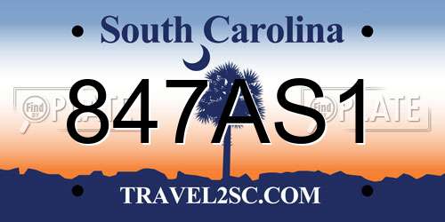 847AS1 South Carolina License Plate