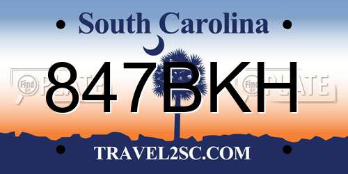 847BKH South Carolina License Plate