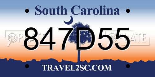 847D55 South Carolina License Plate