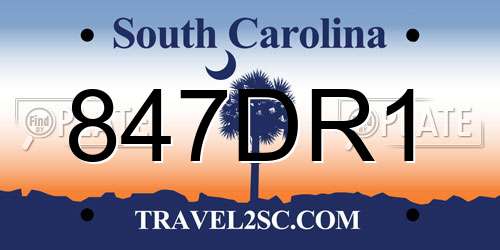 847DR1 South Carolina License Plate