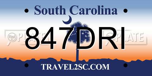 847DRI South Carolina License Plate