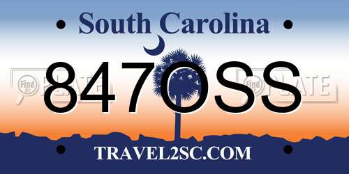 847OSS South Carolina License Plate