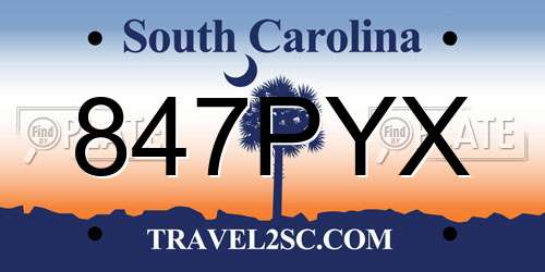 847PYX South Carolina License Plate