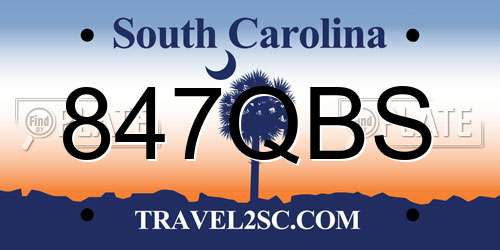 847QBS South Carolina License Plate