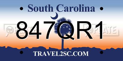 847QR1 South Carolina License Plate