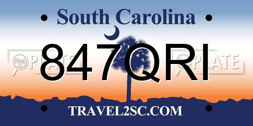 847QRI South Carolina License Plate