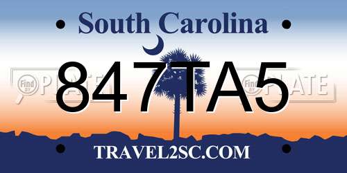 847TA5 South Carolina License Plate