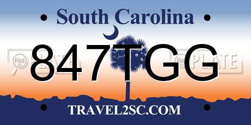 847TGG South Carolina License Plate