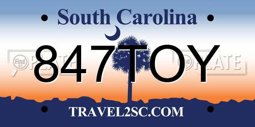 847TOY South Carolina License Plate