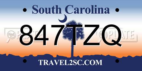 847TZQ South Carolina License Plate