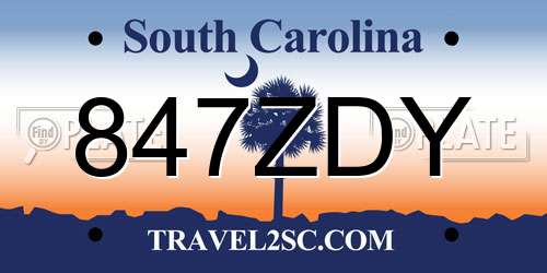 847ZDY South Carolina License Plate