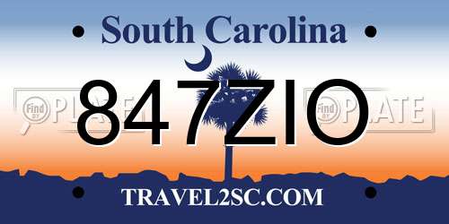 847ZIO South Carolina License Plate