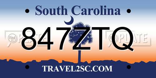 847ZTQ South Carolina License Plate