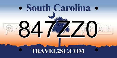 847ZZ0 South Carolina License Plate