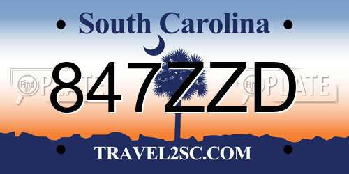 847ZZD South Carolina License Plate