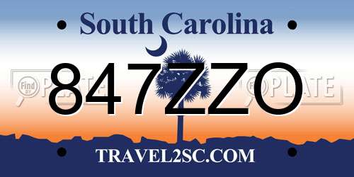 847ZZO South Carolina License Plate