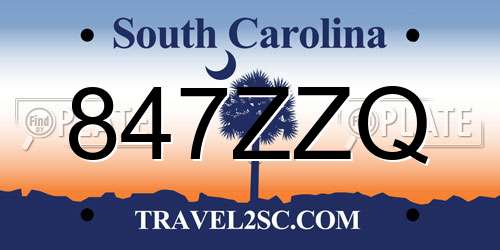 847ZZQ South Carolina License Plate