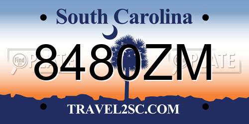 8480ZM South Carolina License Plate