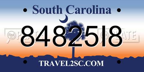 84825I8 South Carolina License Plate