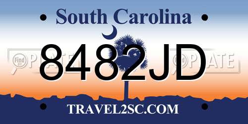 8482JD South Carolina License Plate