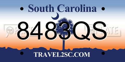 8483QS South Carolina License Plate