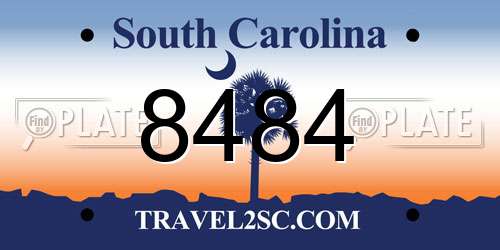 8484 South Carolina License Plate
