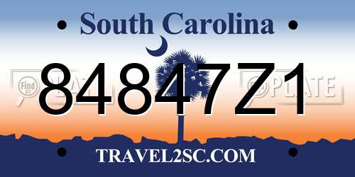 84847Z1 South Carolina License Plate