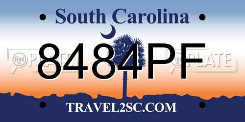 8484PF South Carolina License Plate