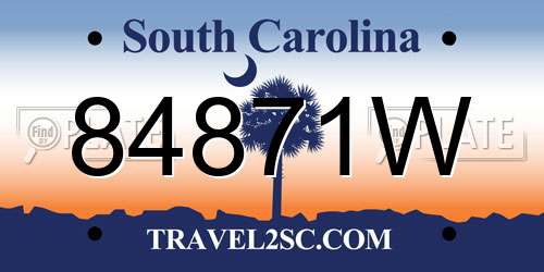84871W South Carolina License Plate