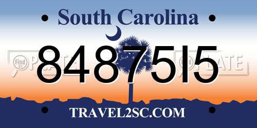 84875I5 South Carolina License Plate