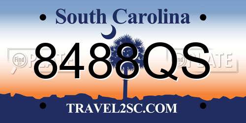 8488QS South Carolina License Plate