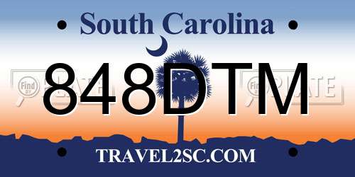848DTM South Carolina License Plate