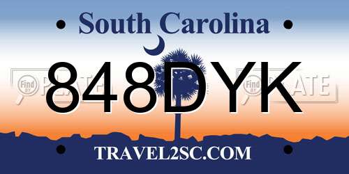 848DYK South Carolina License Plate
