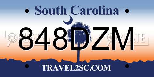 848DZM South Carolina License Plate