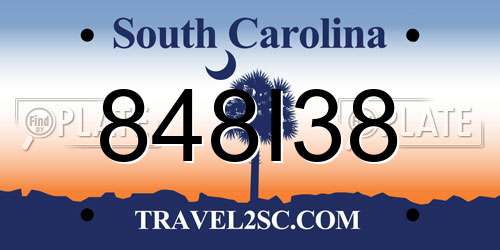 848I38 South Carolina License Plate