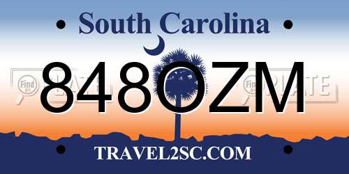 848OZM South Carolina License Plate