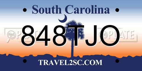 848TJO South Carolina License Plate