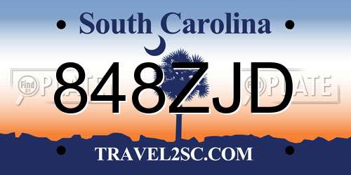 848ZJD South Carolina License Plate