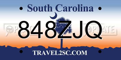 848ZJQ South Carolina License Plate