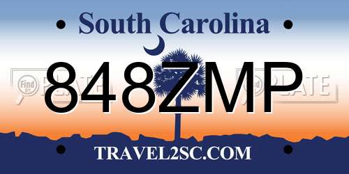 848ZMP South Carolina License Plate