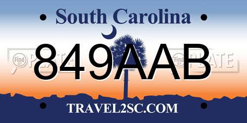 849AAB South Carolina License Plate